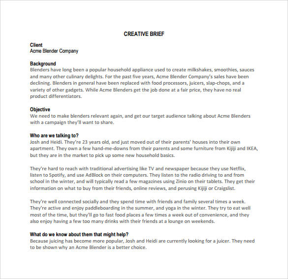 client brief sample template