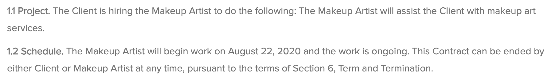 Project and schedule description