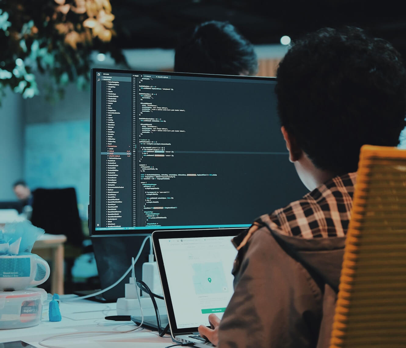 software developer coding on computer