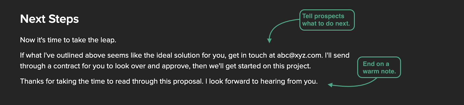 Sample closing statement of a simple proposal