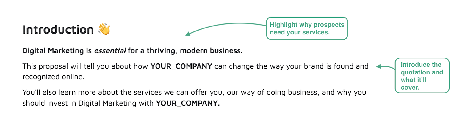 Sample Introduction of a Digital Marketing Quotation template