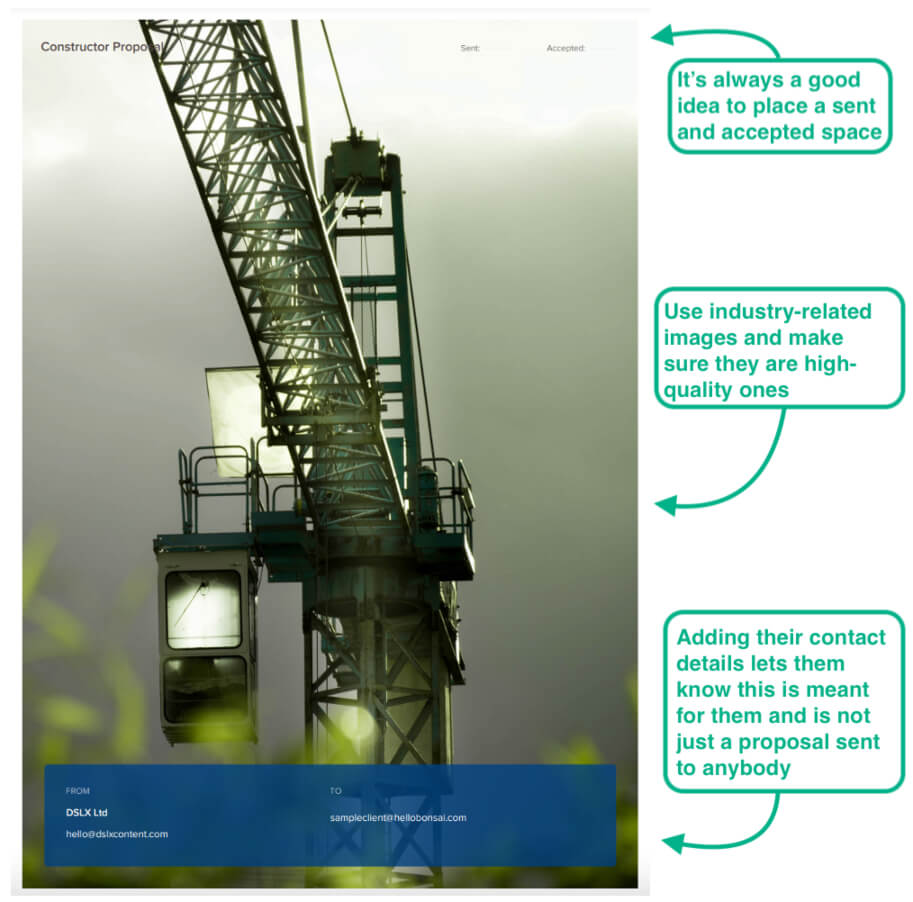 A guide on how to design a cover page of a contractor proposal