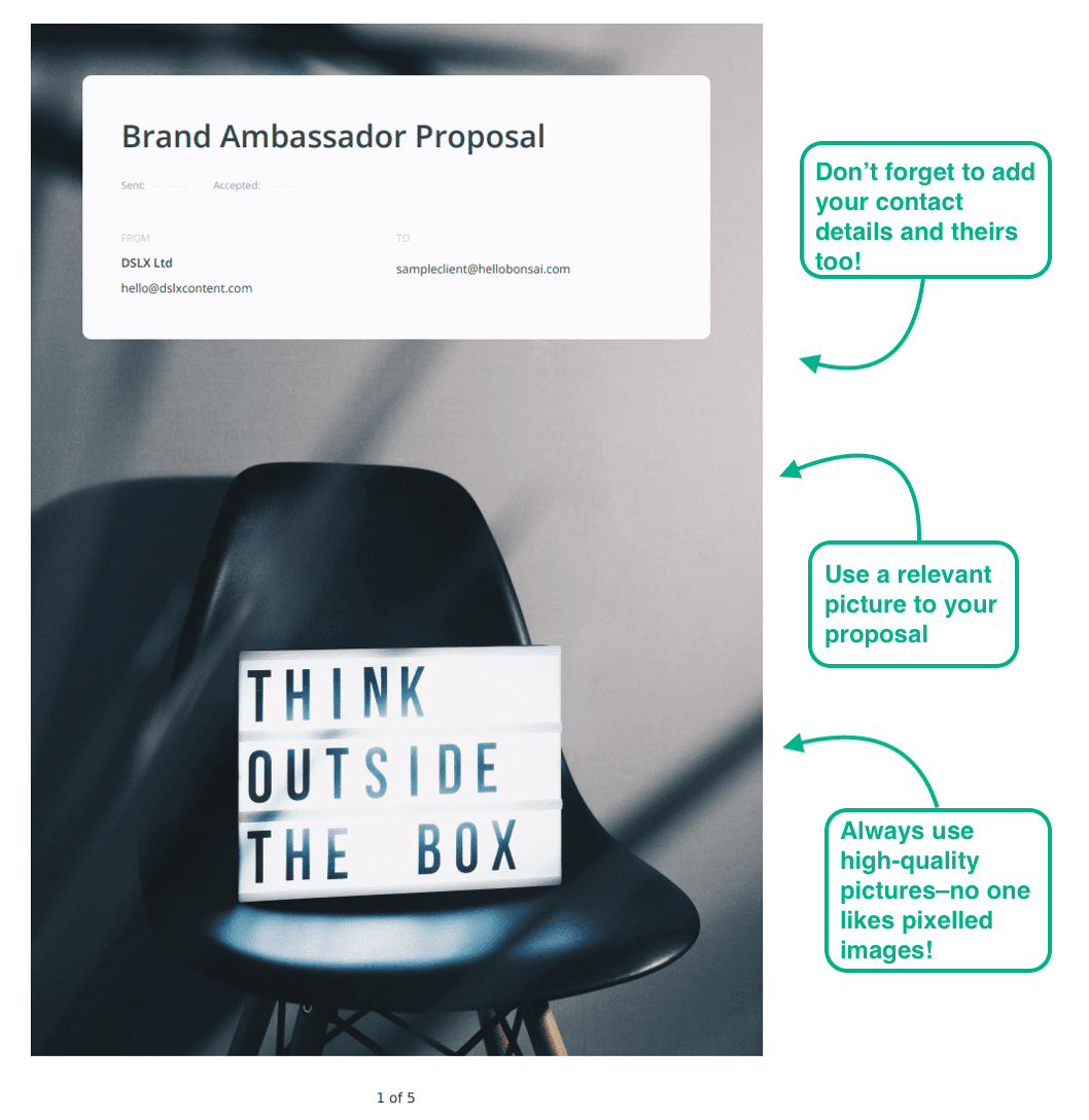 cover page of a brand ambassador proposal