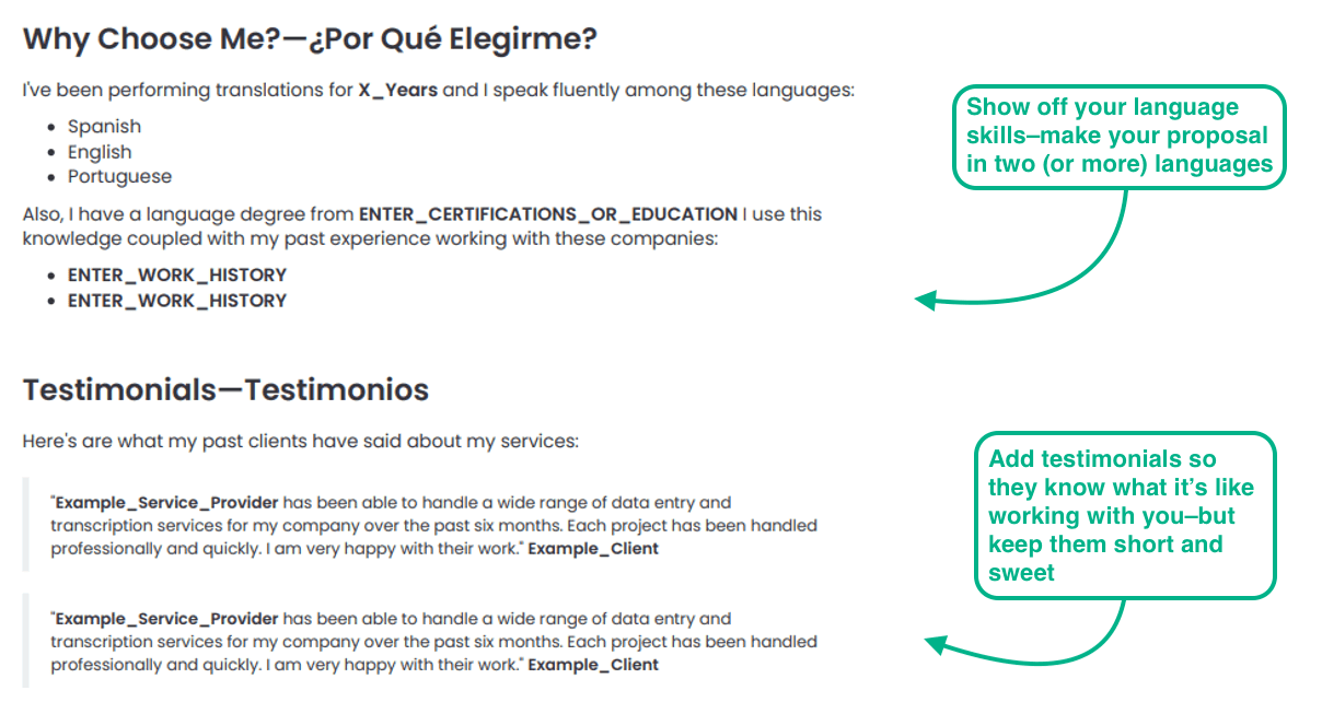 writing a polished translation proposal