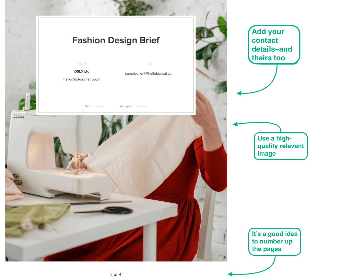 Front cover of a fashion design brief