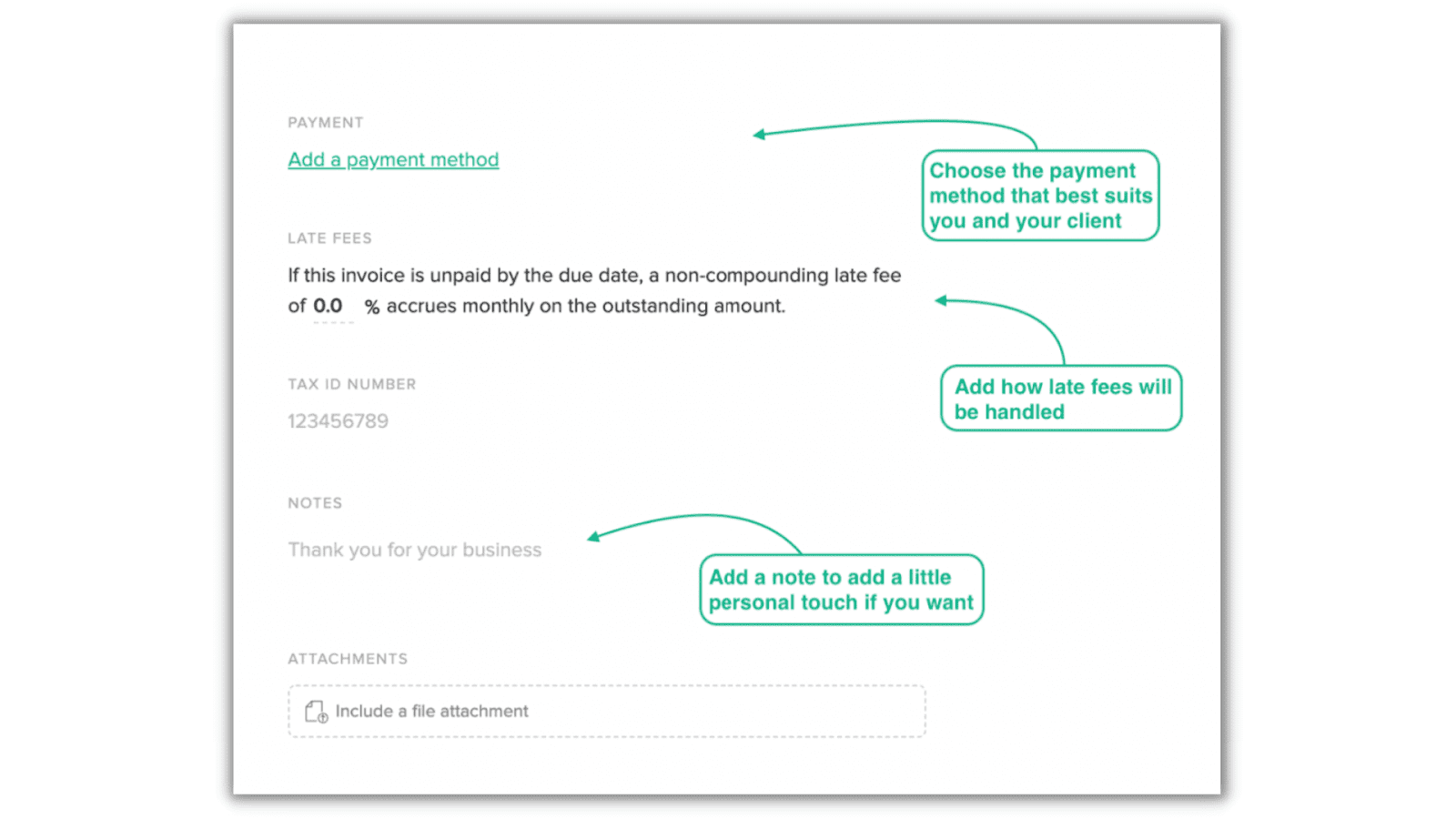 Adding payment methods on your invoice