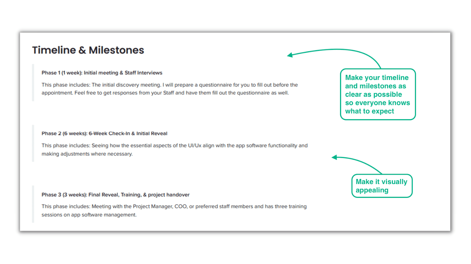 include timeline and milestones on your proposal template