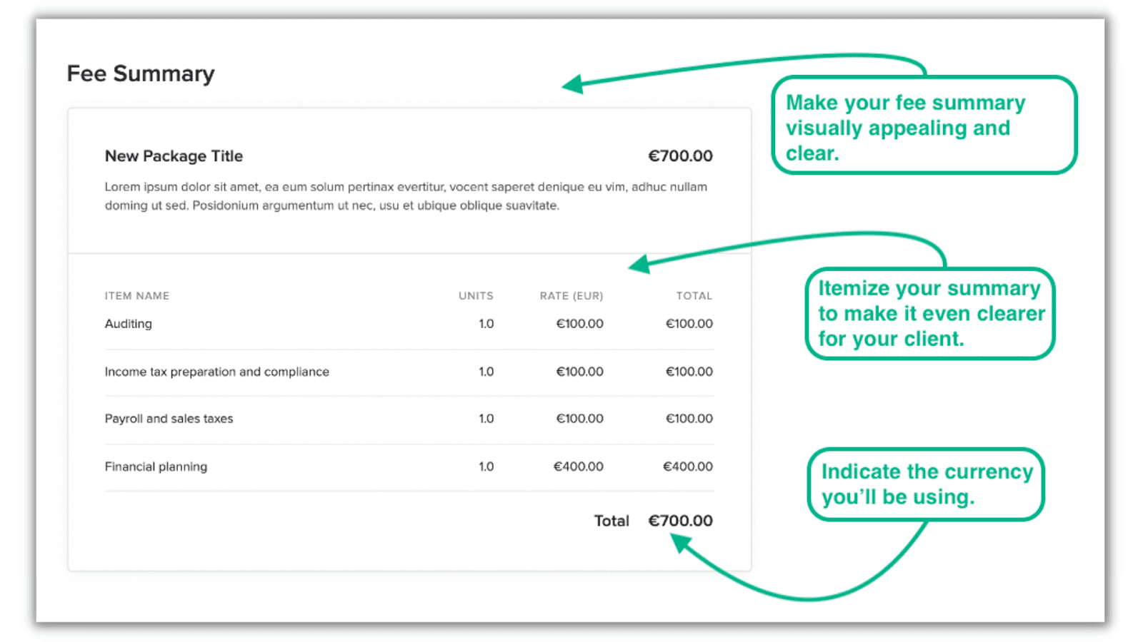 tips in writing your fee summary