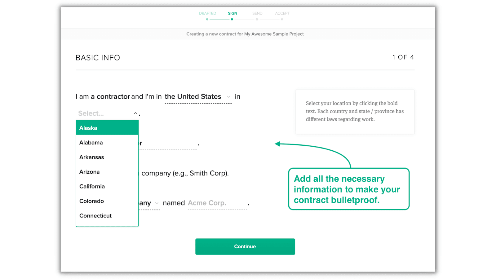 Include basic info to your freelance editing contract