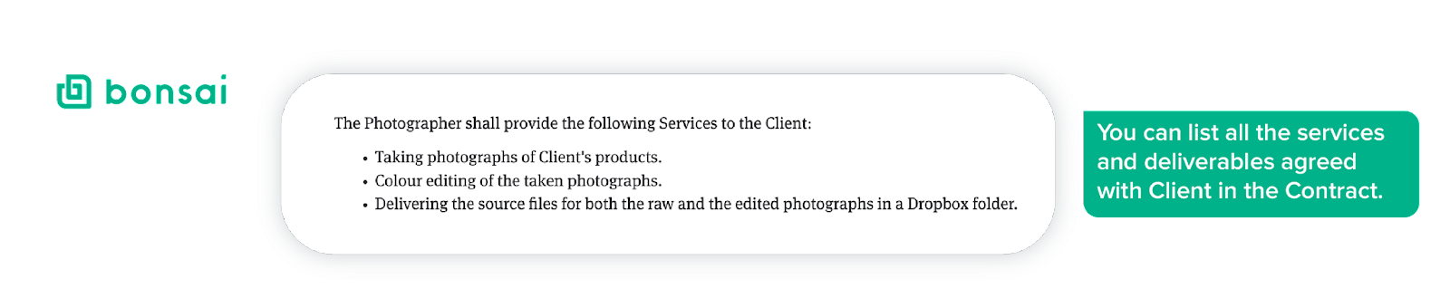Editing a fully customizable photography contract template