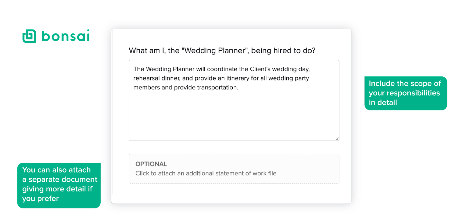 Editing a wedding planner contract template