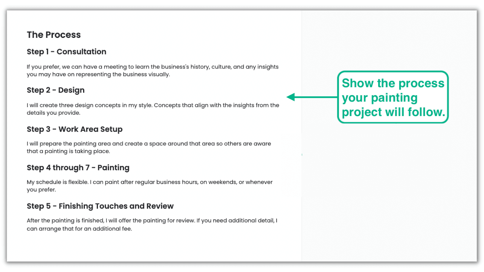 scope of work list on a painting proposal sample