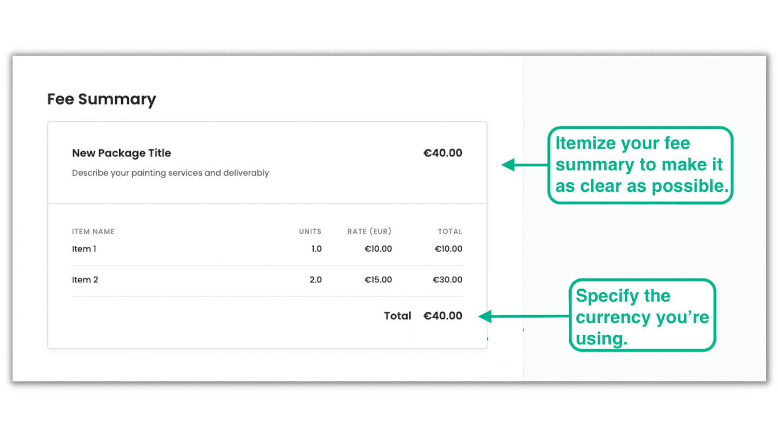 payment summary on a painting proposal sample pdf