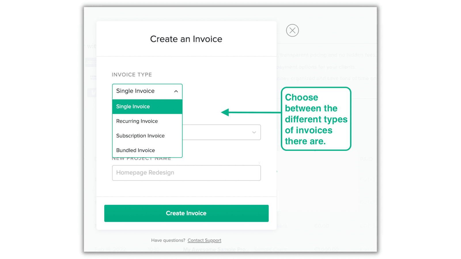creating an invoice using Bonsai