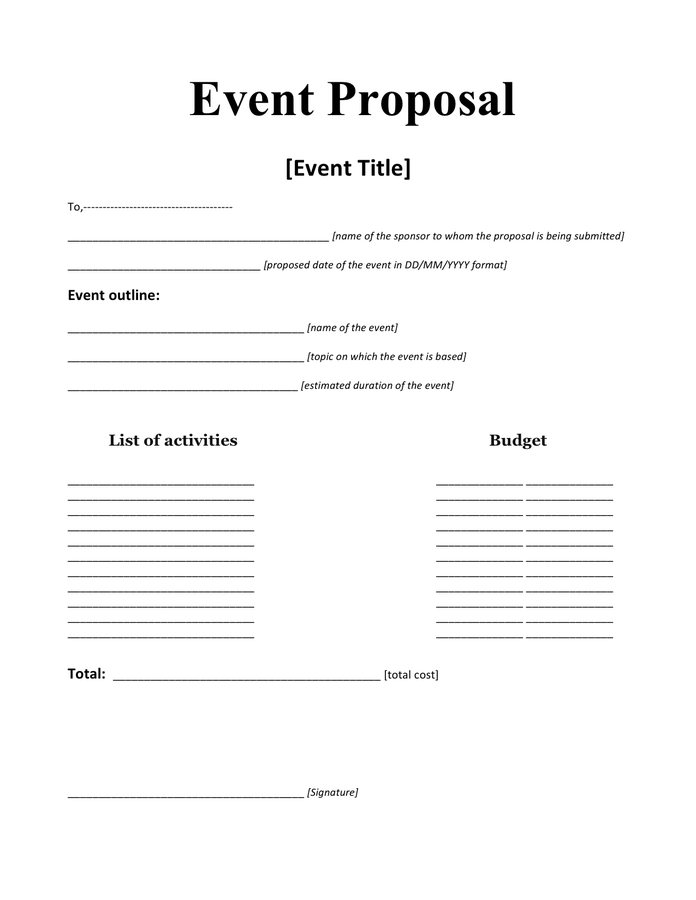 sample event proposal template from dexform