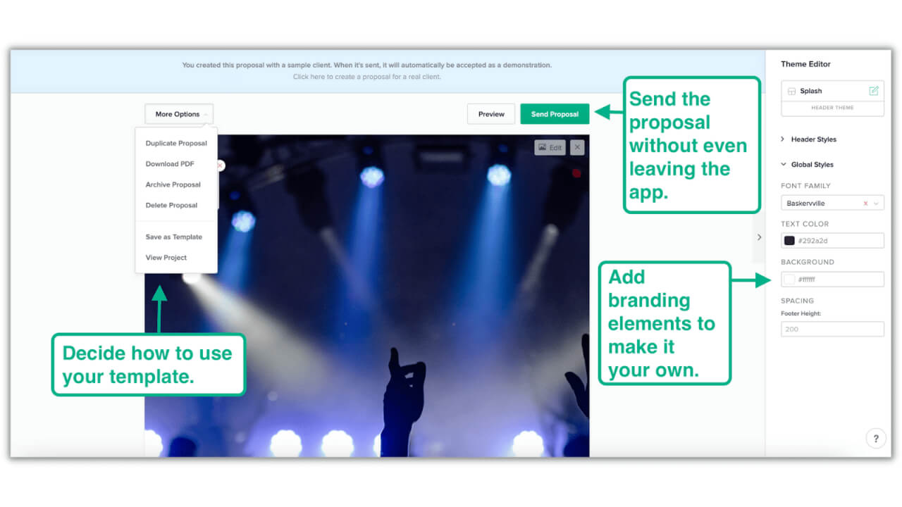 how to create an event proposal template using Bonsai