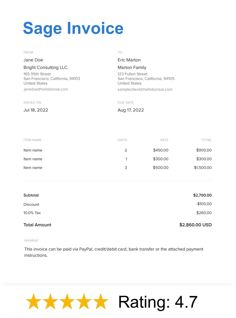 Sage Invoice Template