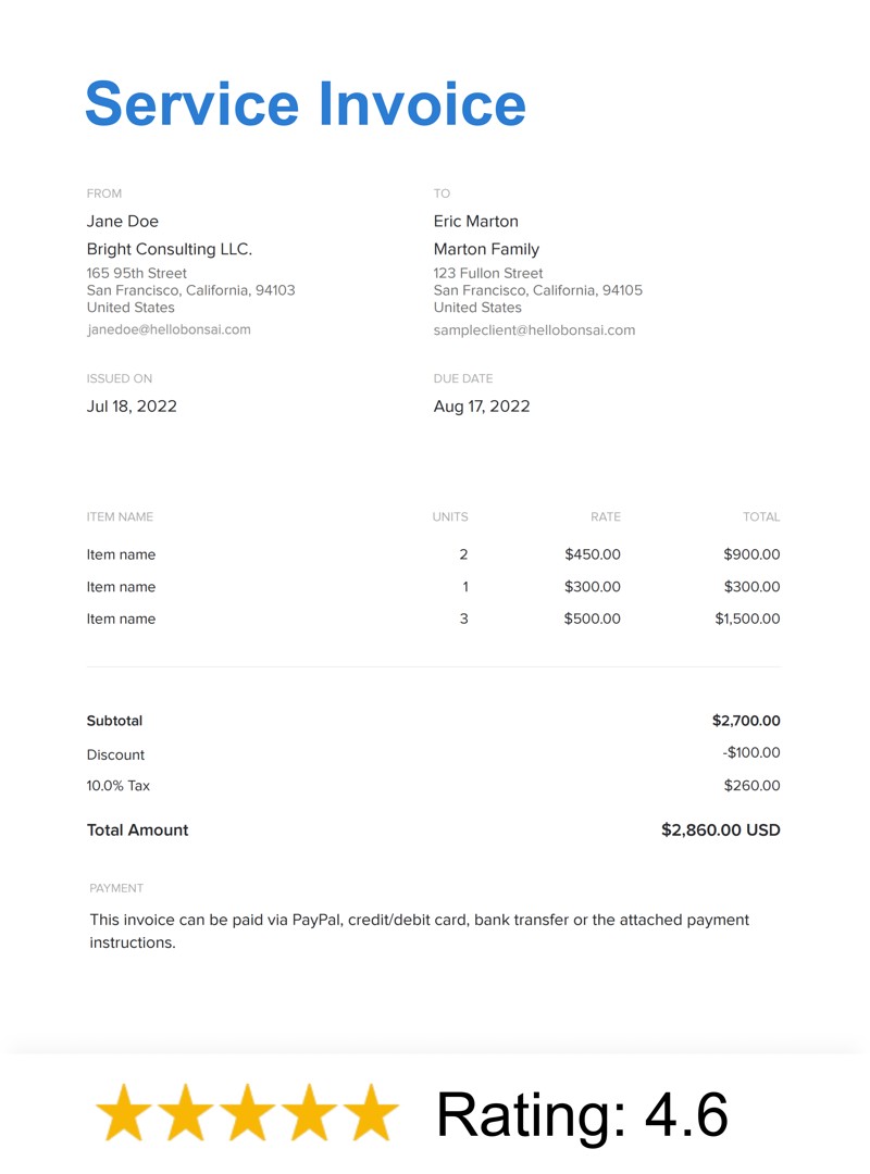 Service Invoice Template
