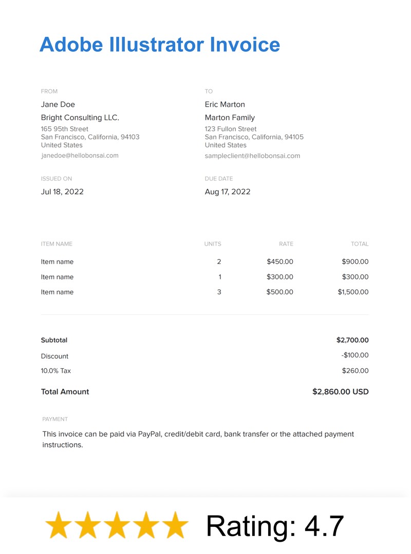 Adobe Illustrator Invoice Template