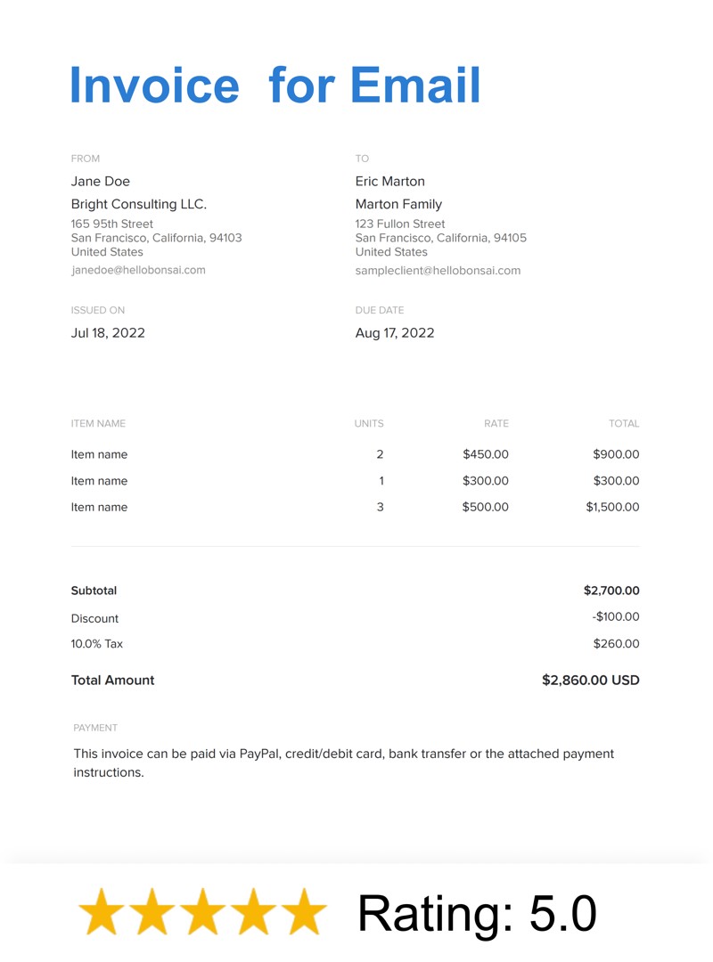 Invoice Template for Email