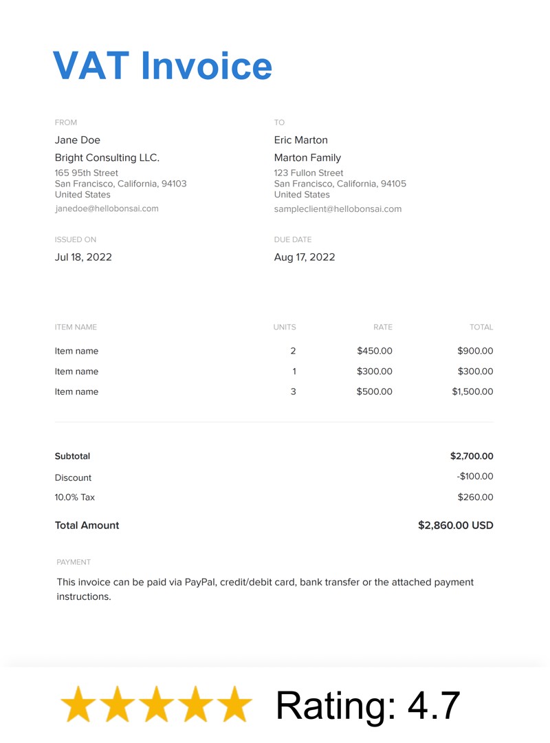 VAT Invoice Template