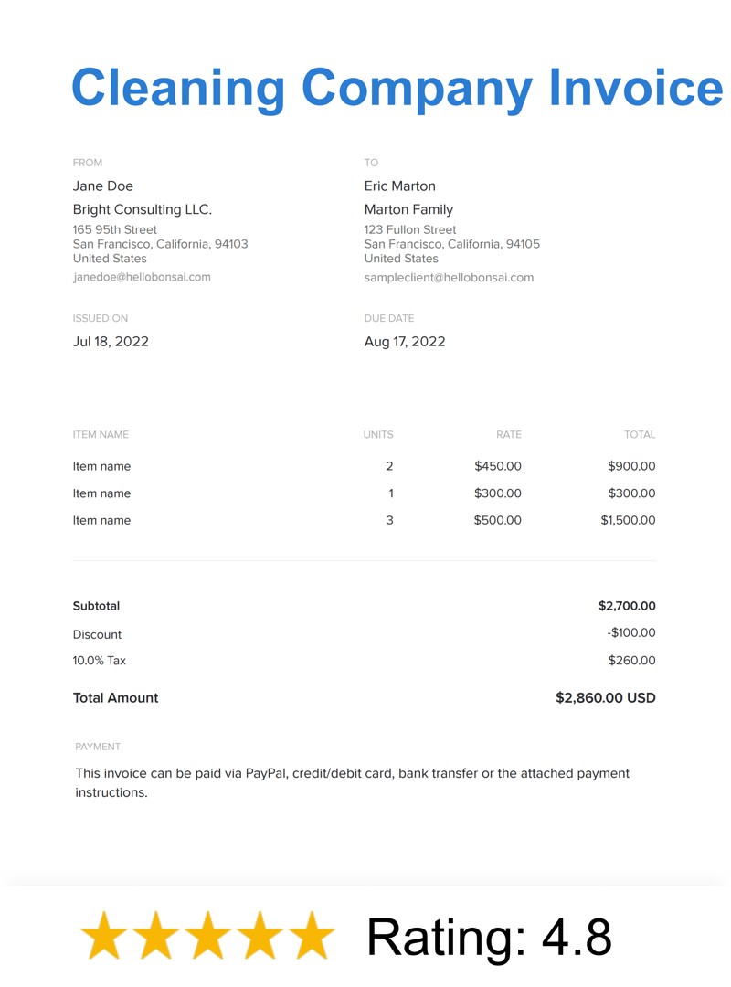 Cleaning Company Invoice Template
