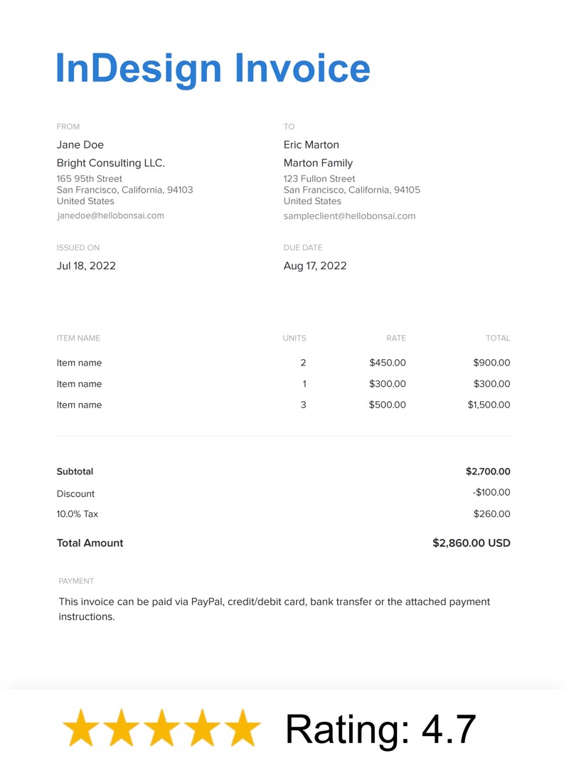 InDesign Invoice Template