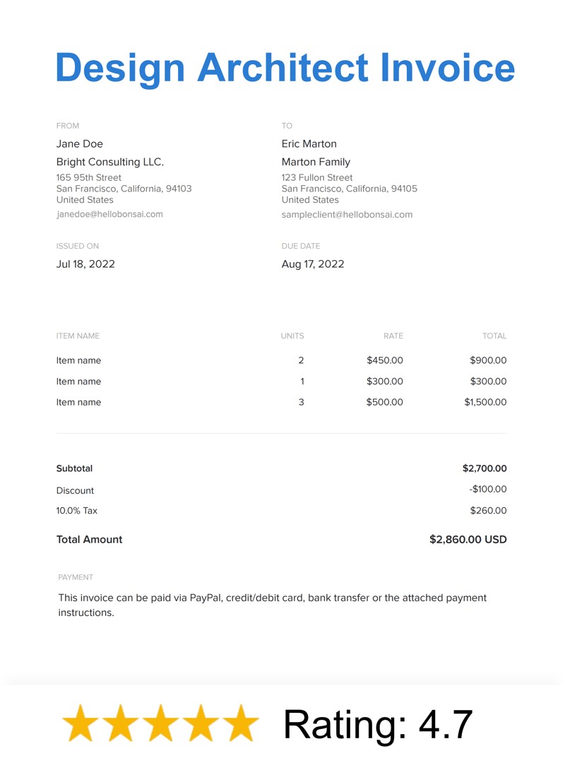 Design Architect Invoice Template