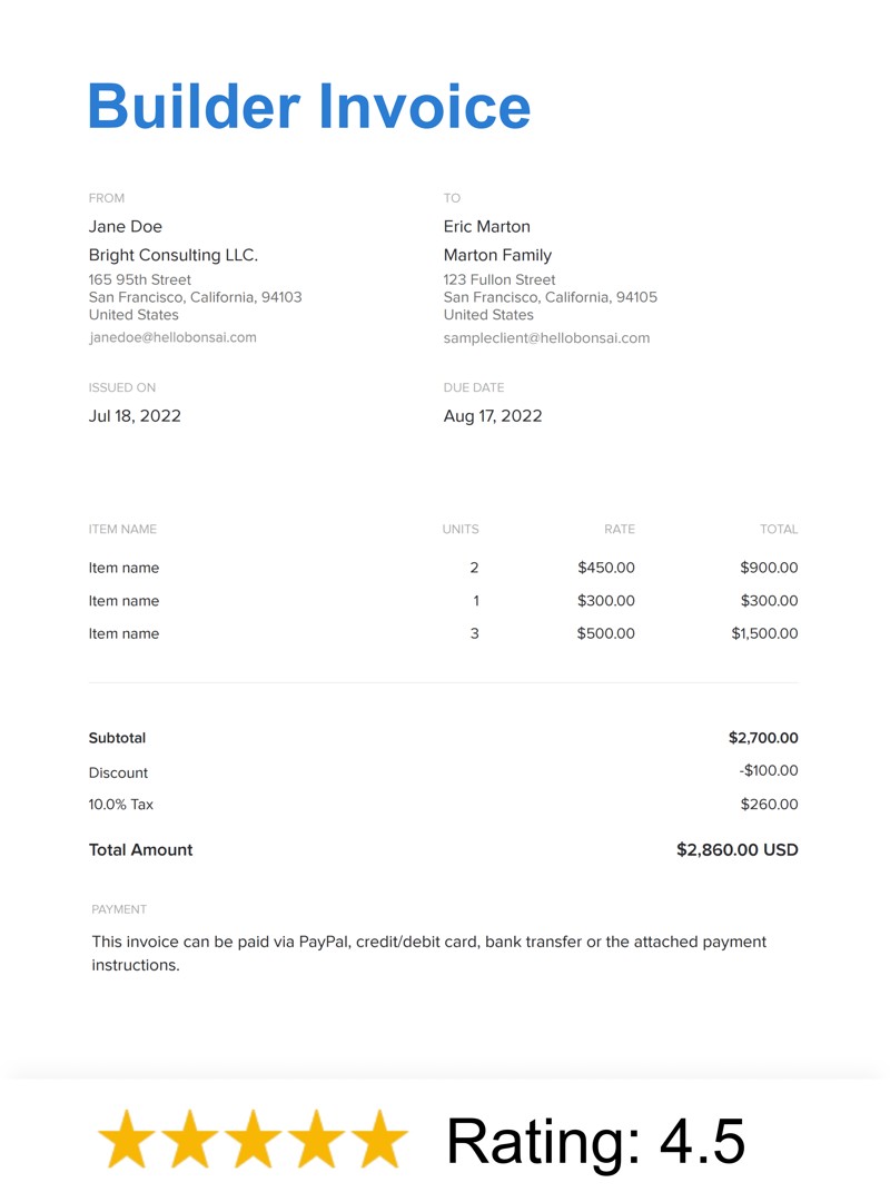 Builder Invoice Template