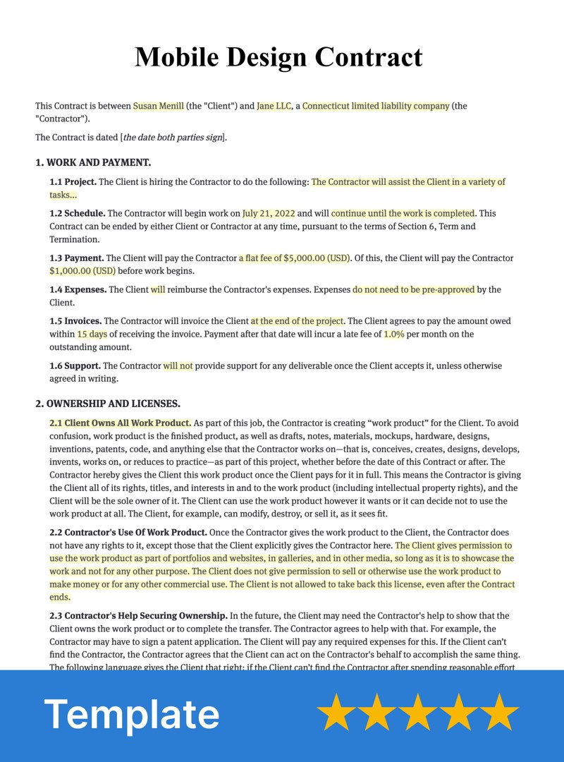 Mobile Design Contract Template