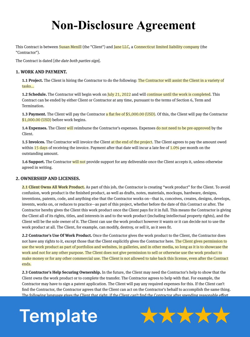 Non-Disclosure Agreement Template