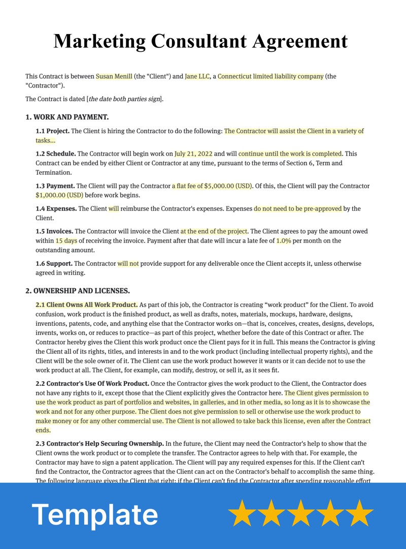 Marketing Consultant Agreement Template