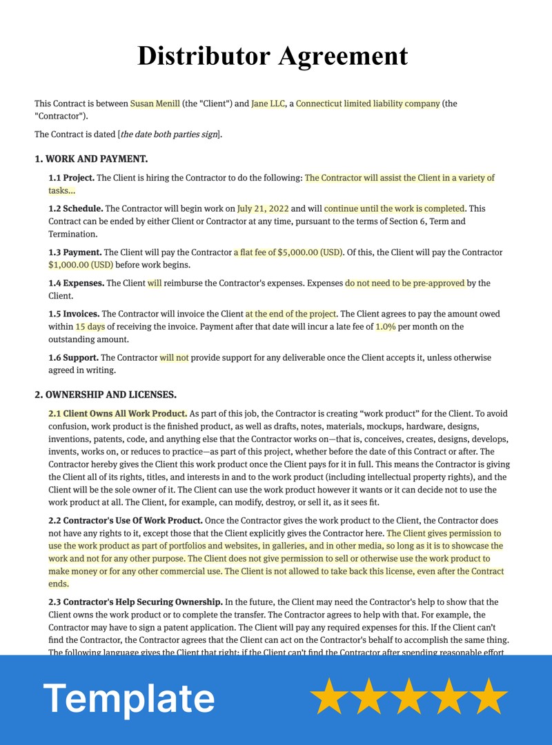 Distributor Agreement Template