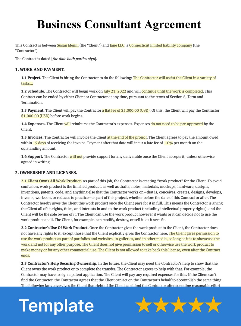 Business Consultant Agreement Template