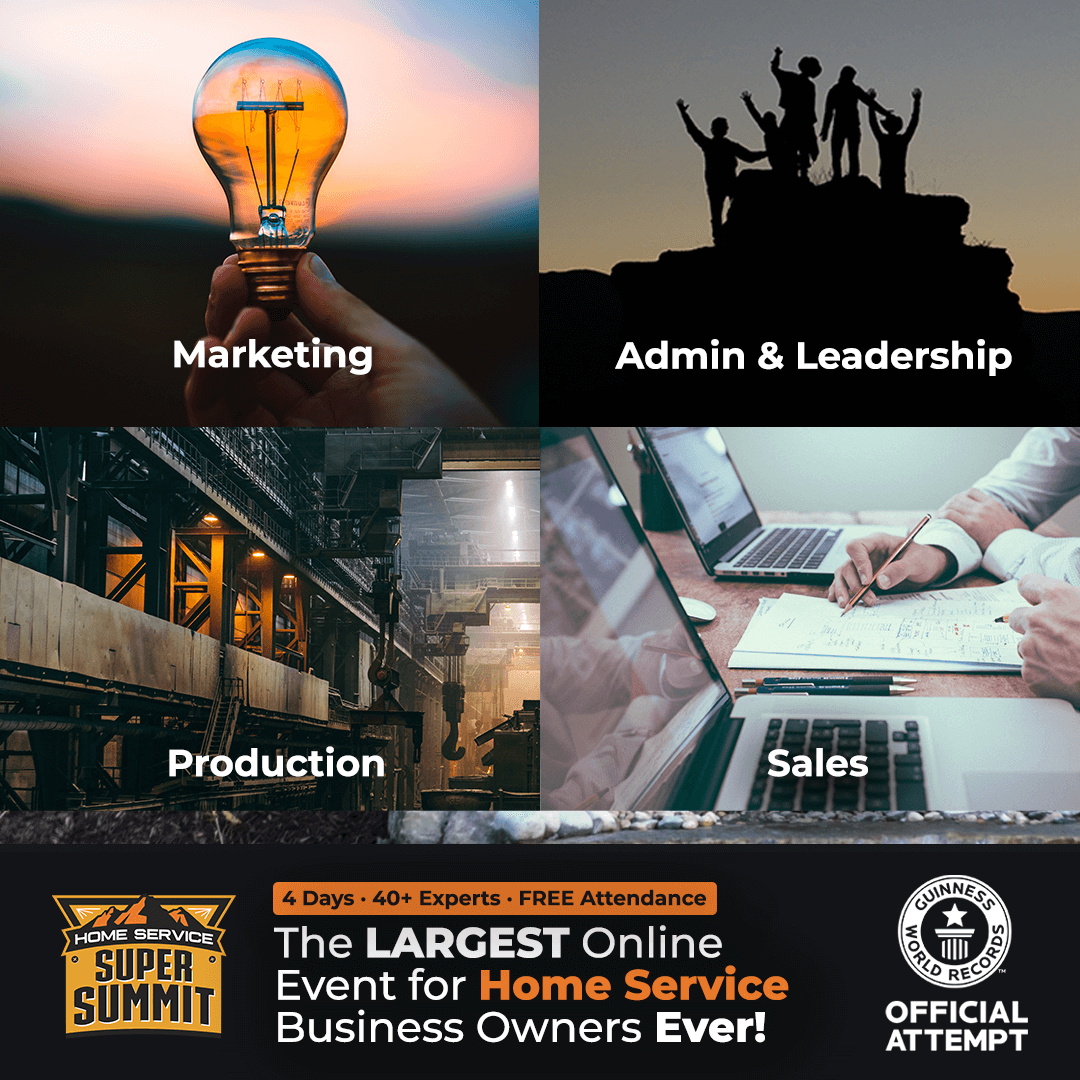 Home Service Super Summit logo featuring topics of the event.