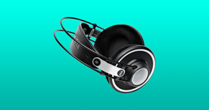 A pair of open-back headphones.