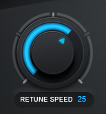 An image of Auto-Tune Pro's Retune Speed knob set to a value of 25.