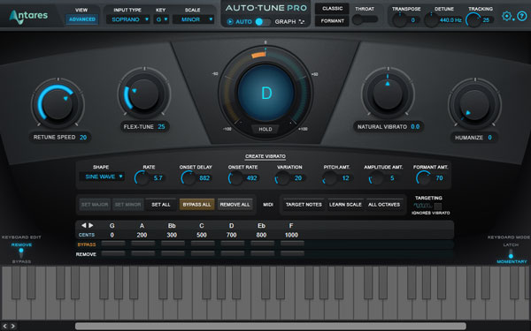 An image of Auto-Tune Pro's Create Vibrato section.