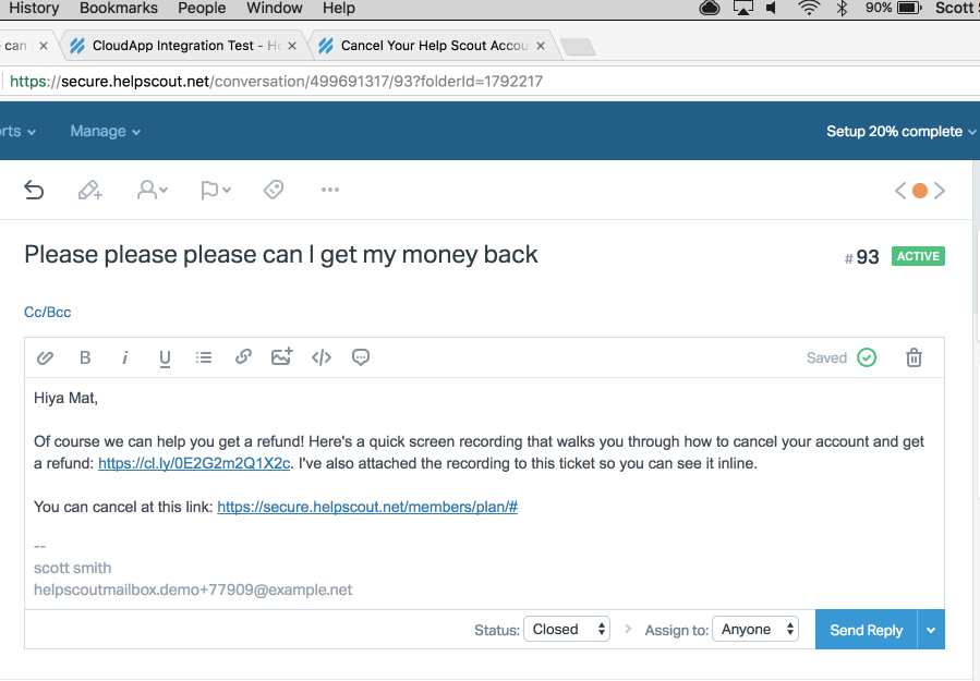 cloudapp integration for help scout