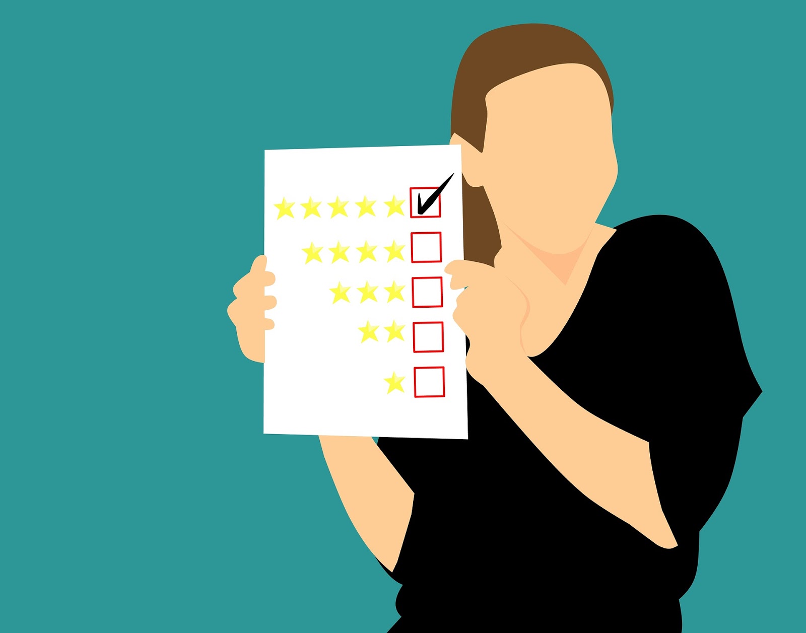 Five star customer feedback woman