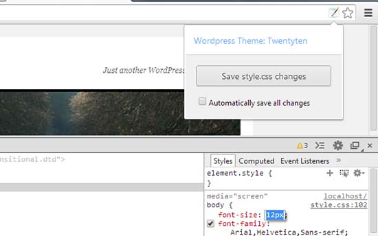 WordPress style editor