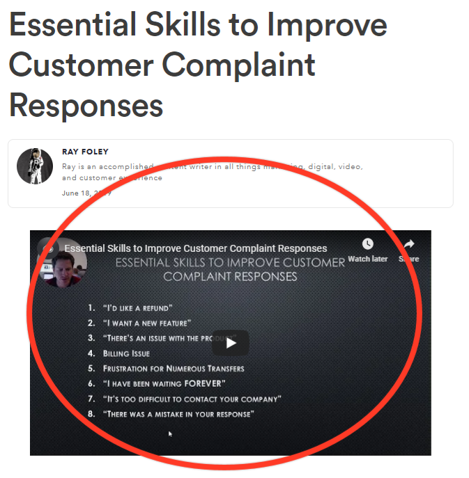 Screenshot of tips slide explaining tips to improve customer complaint responses