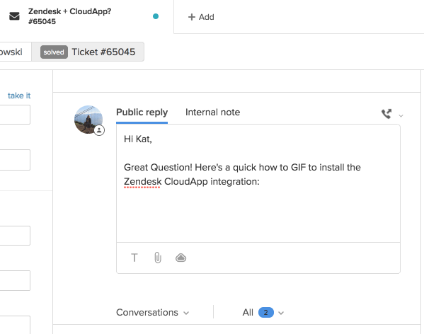 cloudapp integration for zendesk
