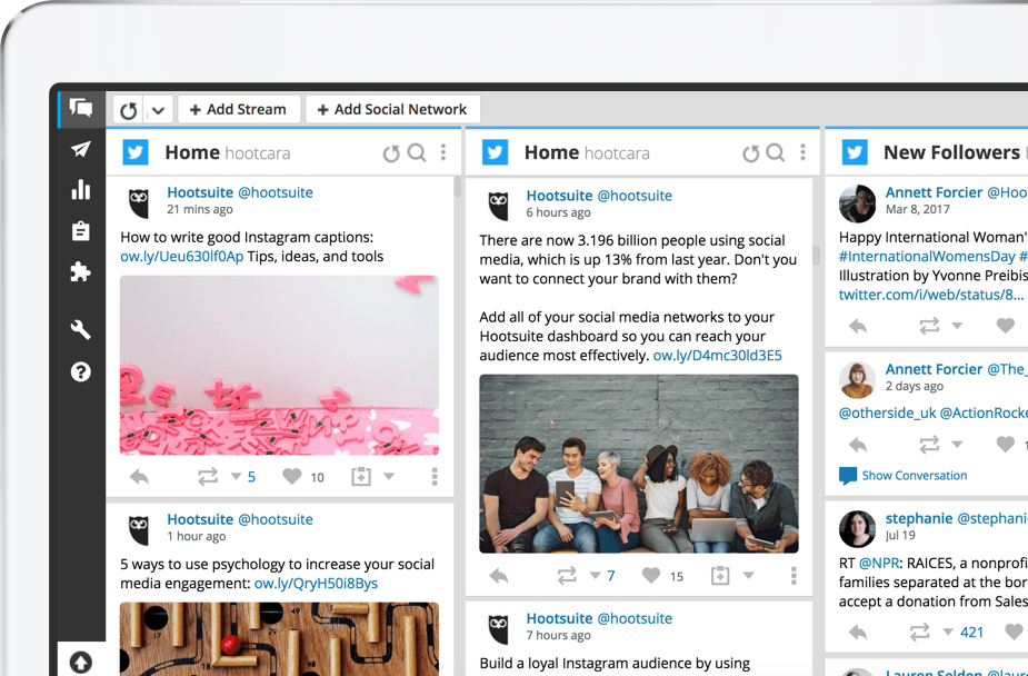 Screenshot of the Hootsuite productivity app.