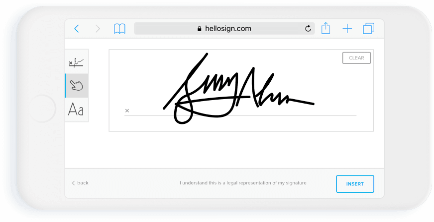 Screenshot of the HelloSign productivity app.