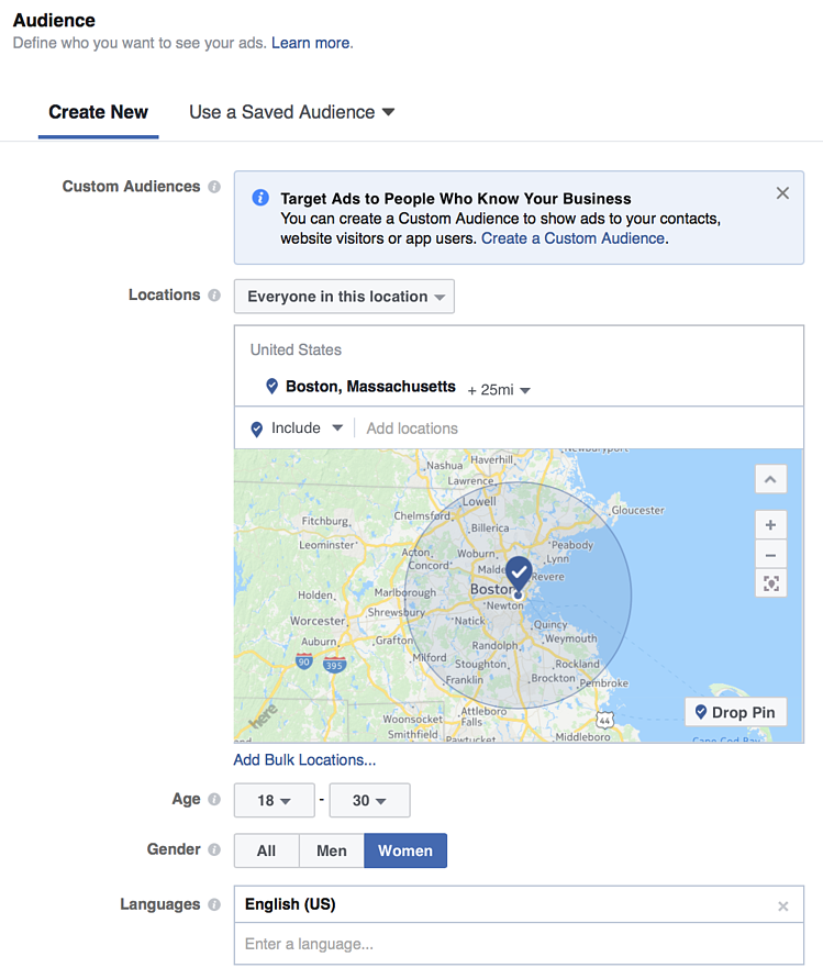targeting Facebook ads