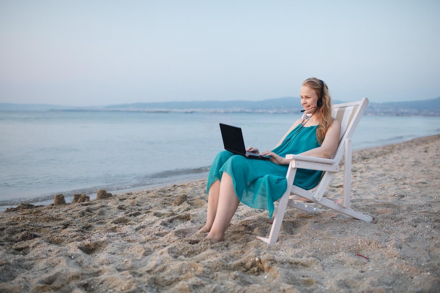 Remote Worker on a Beach