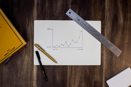 Paper graph made with a ruler and pens