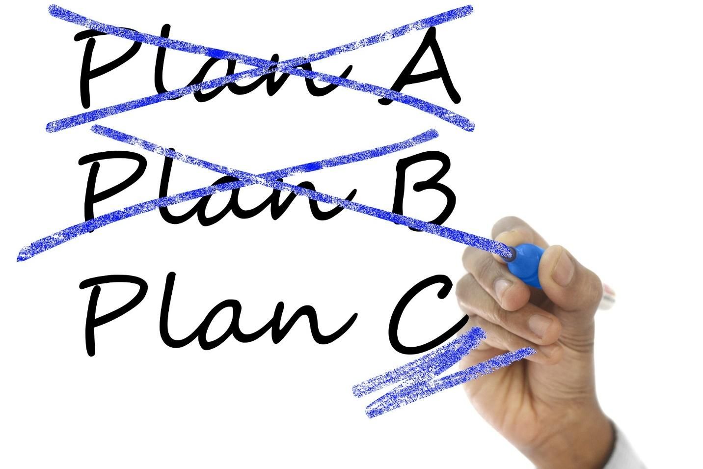 scratching out past plans and adapting to project changes by moving to Plan C