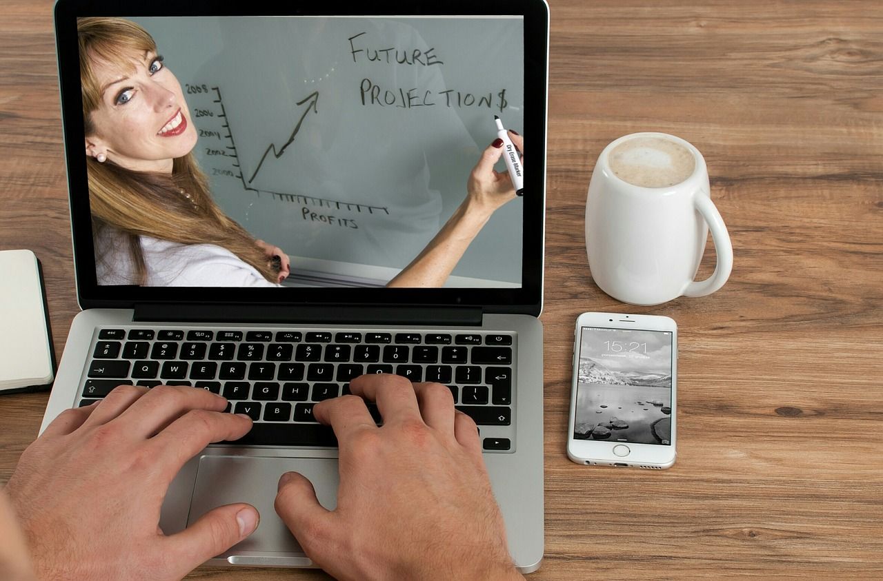 a laptop depicting a video conference call